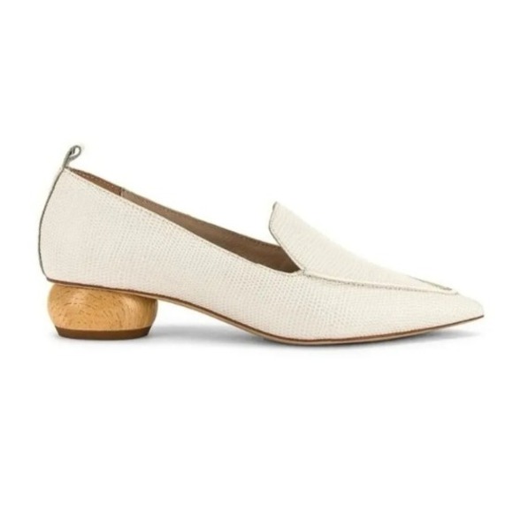 Jeffrey Campbell Shoes - Jeffrey Campbell Viona Loafers Ivory Lizard Point Toe Sculpted Heel Office 8.5